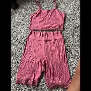 Two piece crop top with biker shorts